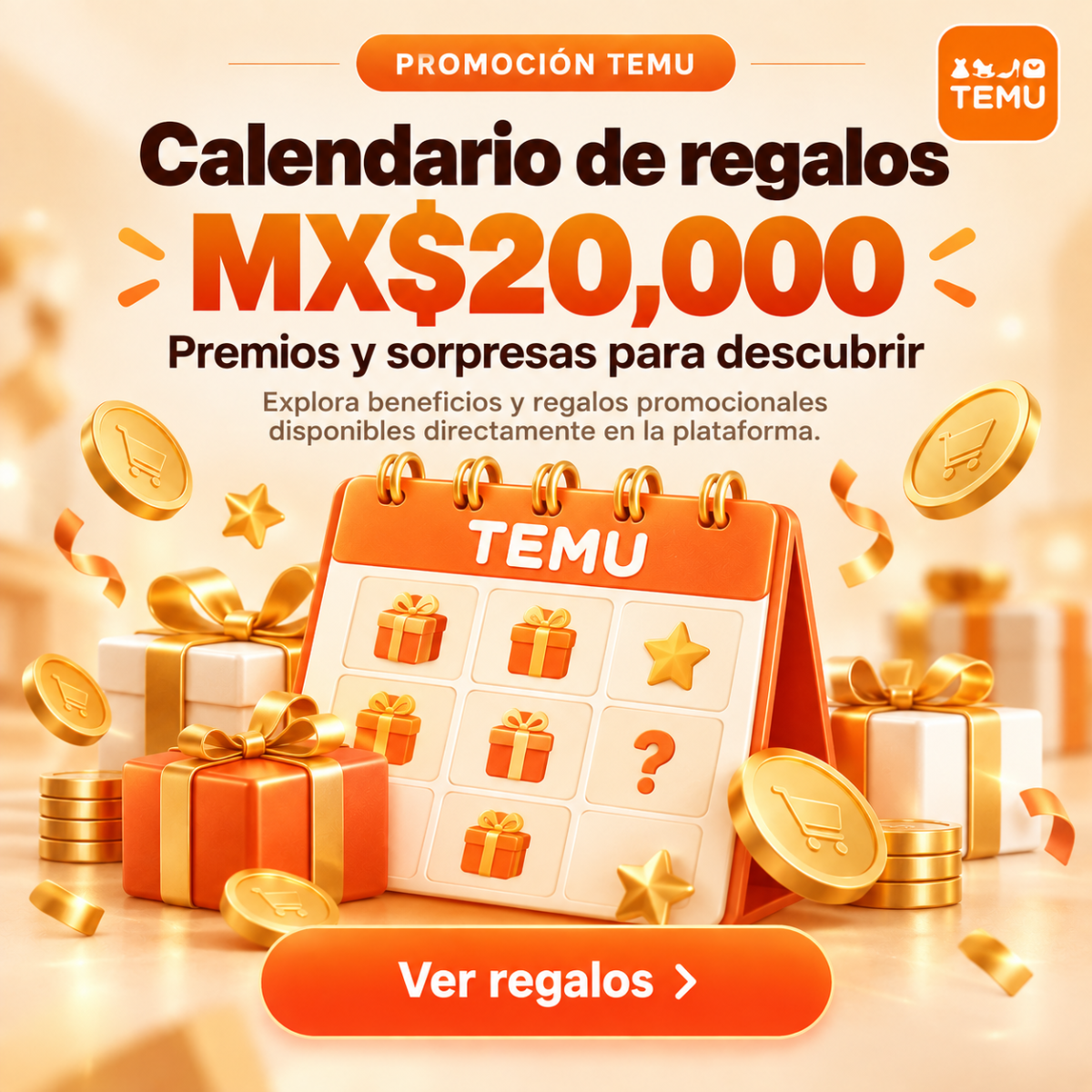 Promoción TEMU calendario de regalos