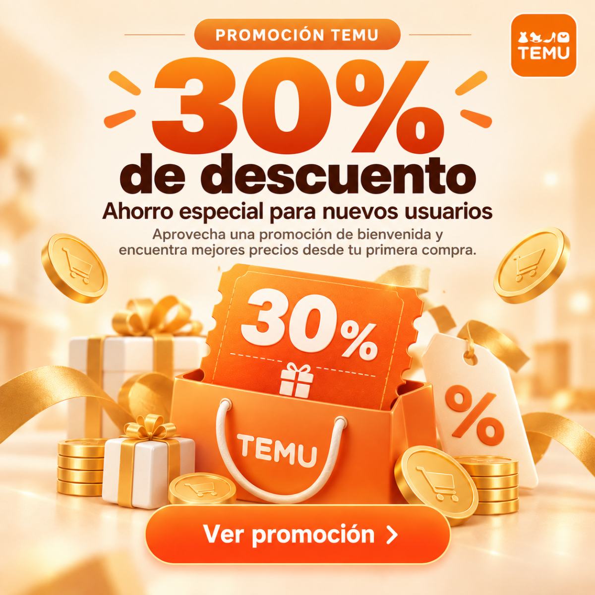 Promoción TEMU 30% de descuento